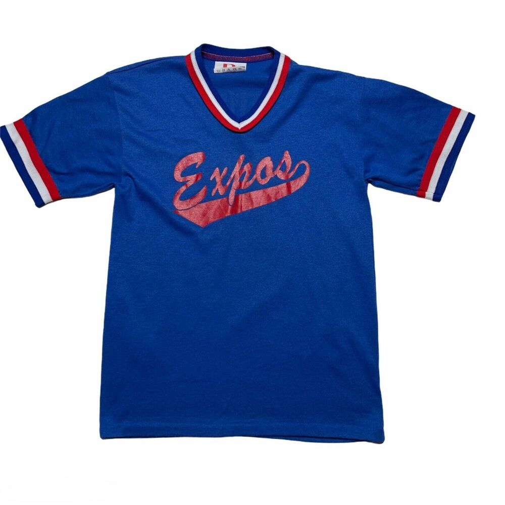Vintage Expos Baseball Size Youth Large Womens XS #11 Christopher Jersey V Neck